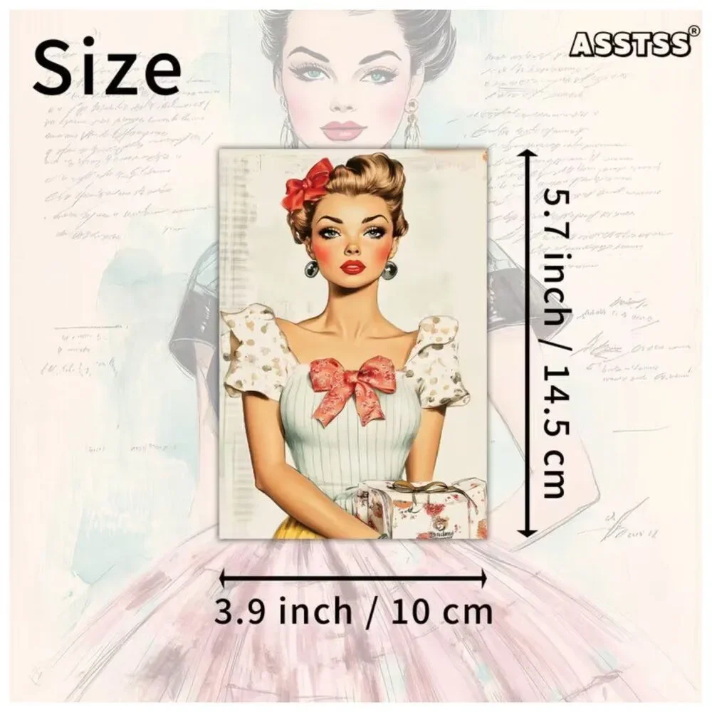 NWT 20pc Retro 1950s Pinup Fashion Journal Craft Cards 4x6